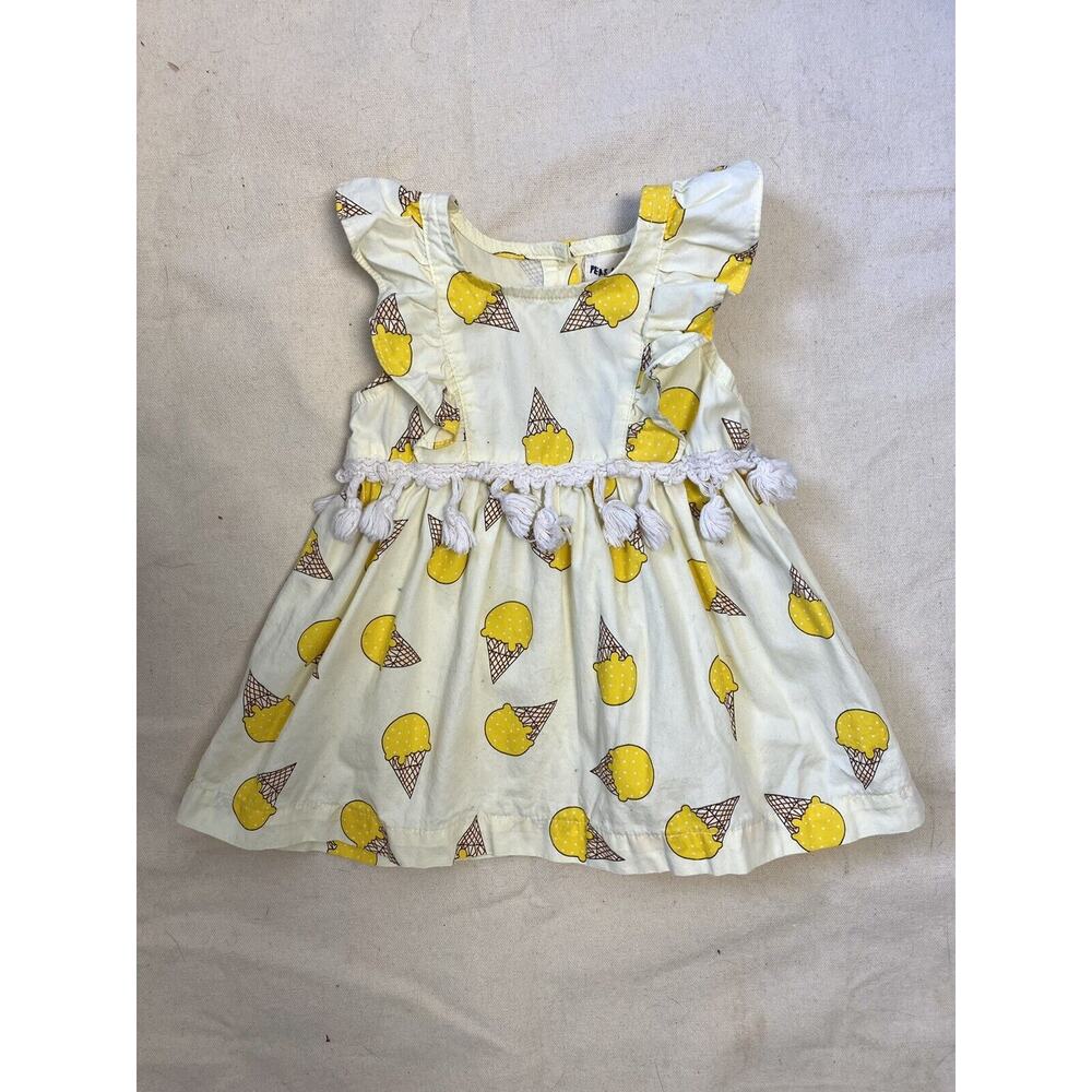 Peas and Cuehes Dress Yellow Ice Cream Cones 12M